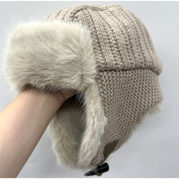 Restoration Hardware Ukshana Trapper Hat Faux Fur Trim Brown S/M Wool Cashmere - Picture 1 of 9